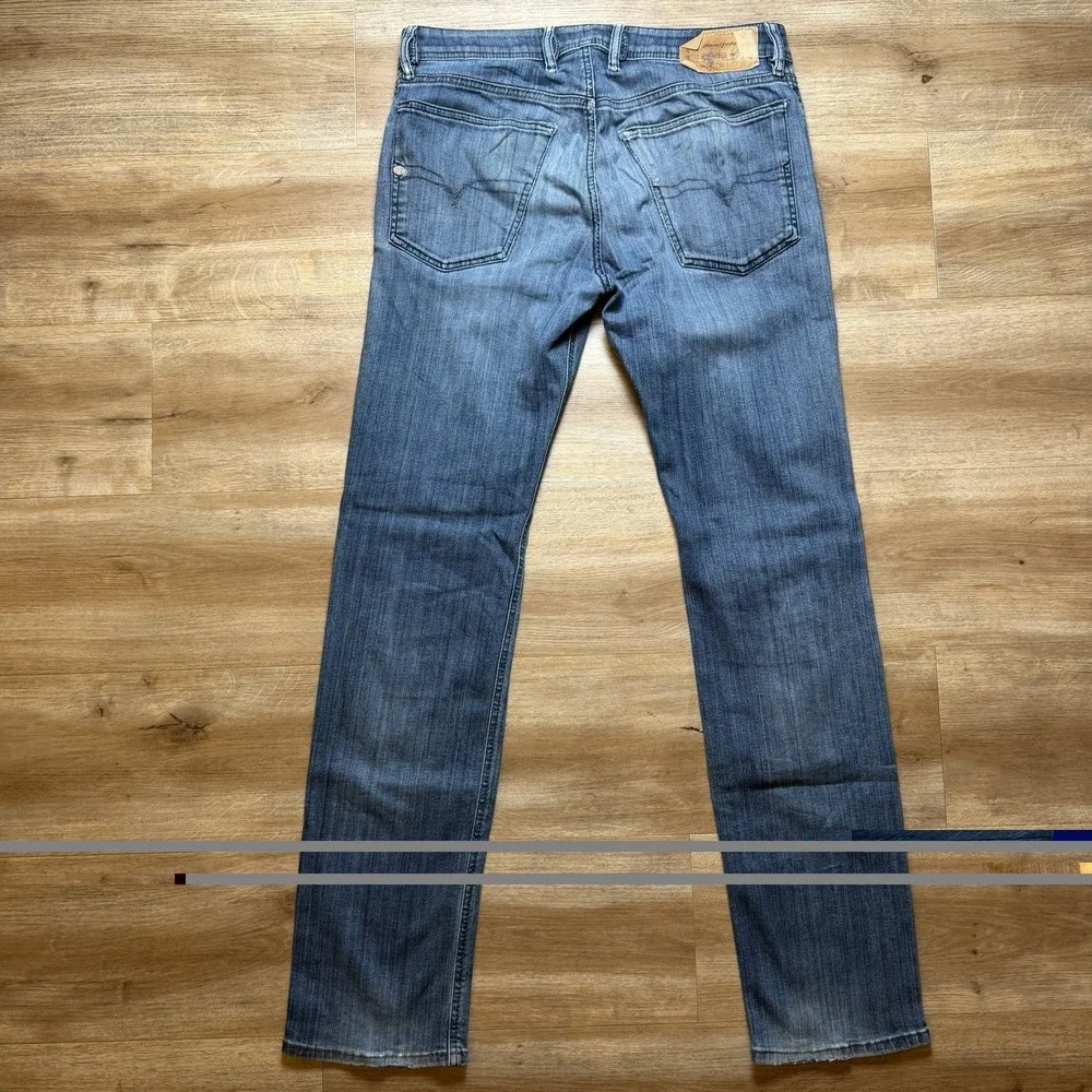 Diesel Waykee Jeans Men 30x32 Blue Straight Leg Stretch Medium‎ Wash Distressed